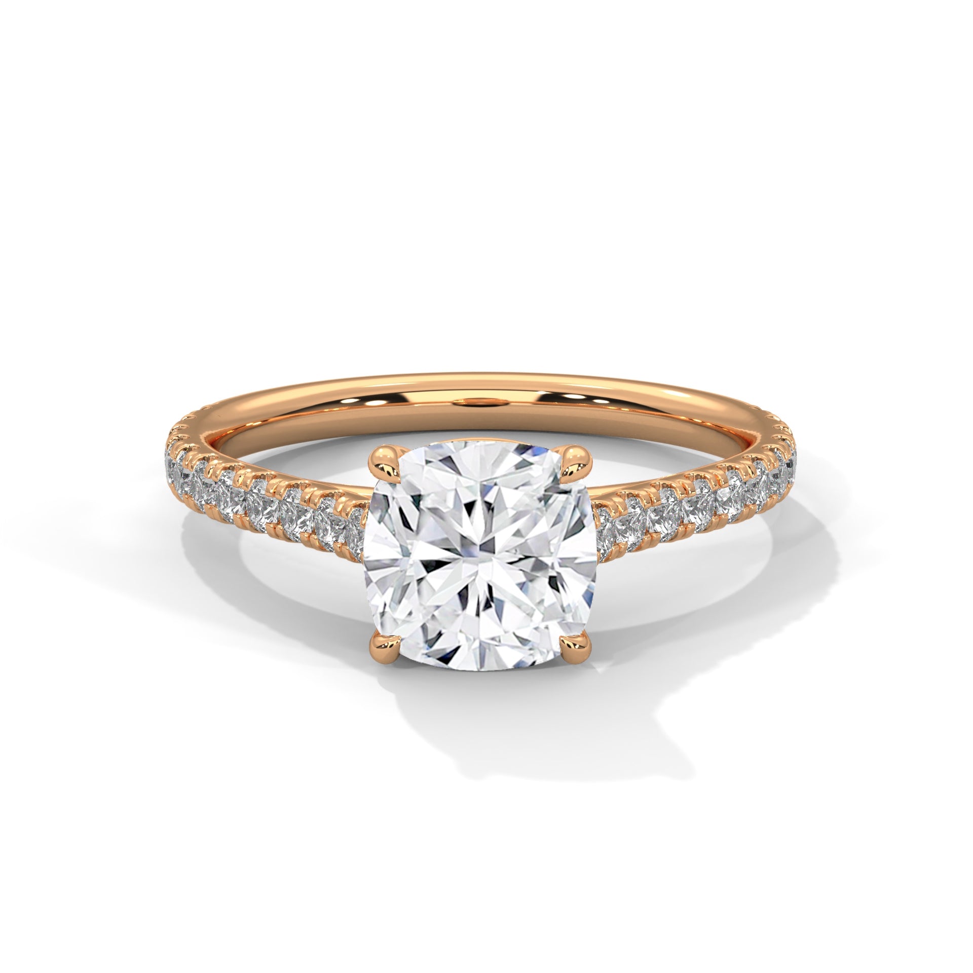 Luminous Charm 1 CT Cushion-Cut Lab Grown Diamond Pave Ring | 1.40 CTW