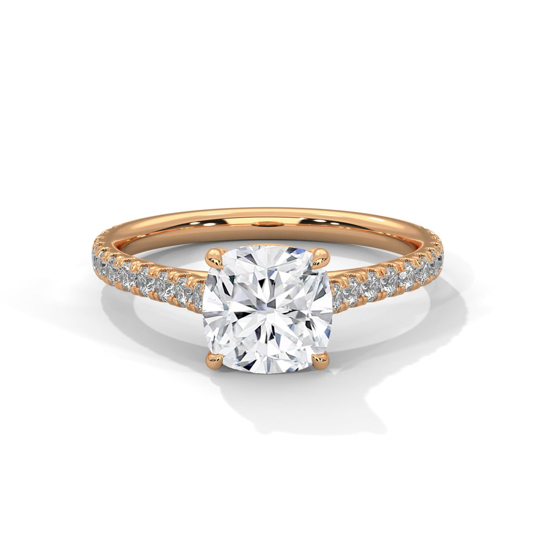 Luminous Charm 1 CT Cushion-Cut Lab Grown Diamond Pave Ring | 1.40 CTW