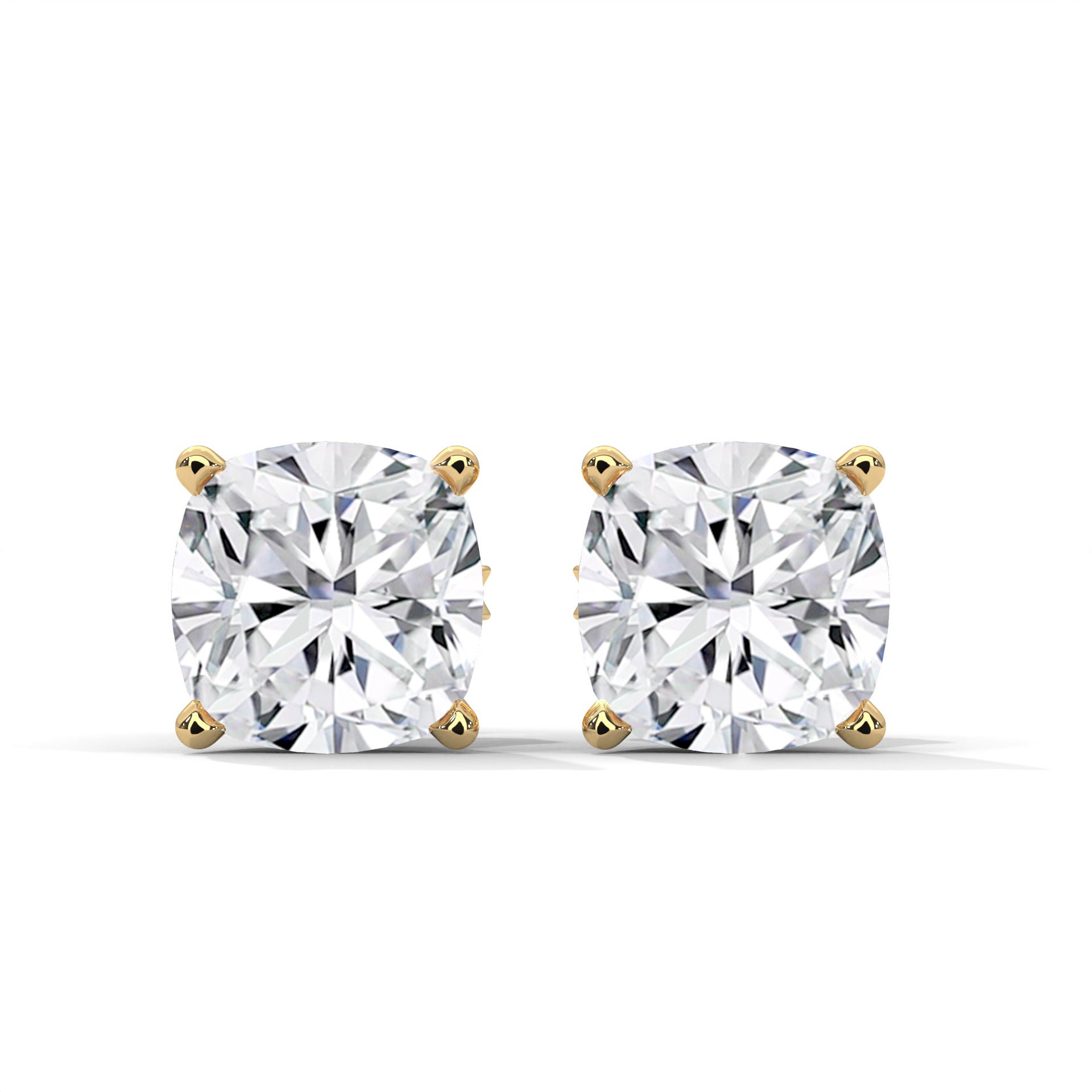 Brilliant Cushion-Cut Diamond Stud Earrings in 14K Gold | 2-6 CTW