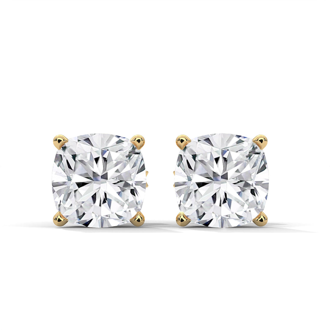 Brilliant Cushion-Cut Diamond Stud Earrings in 14K Gold | 2-6 CTW