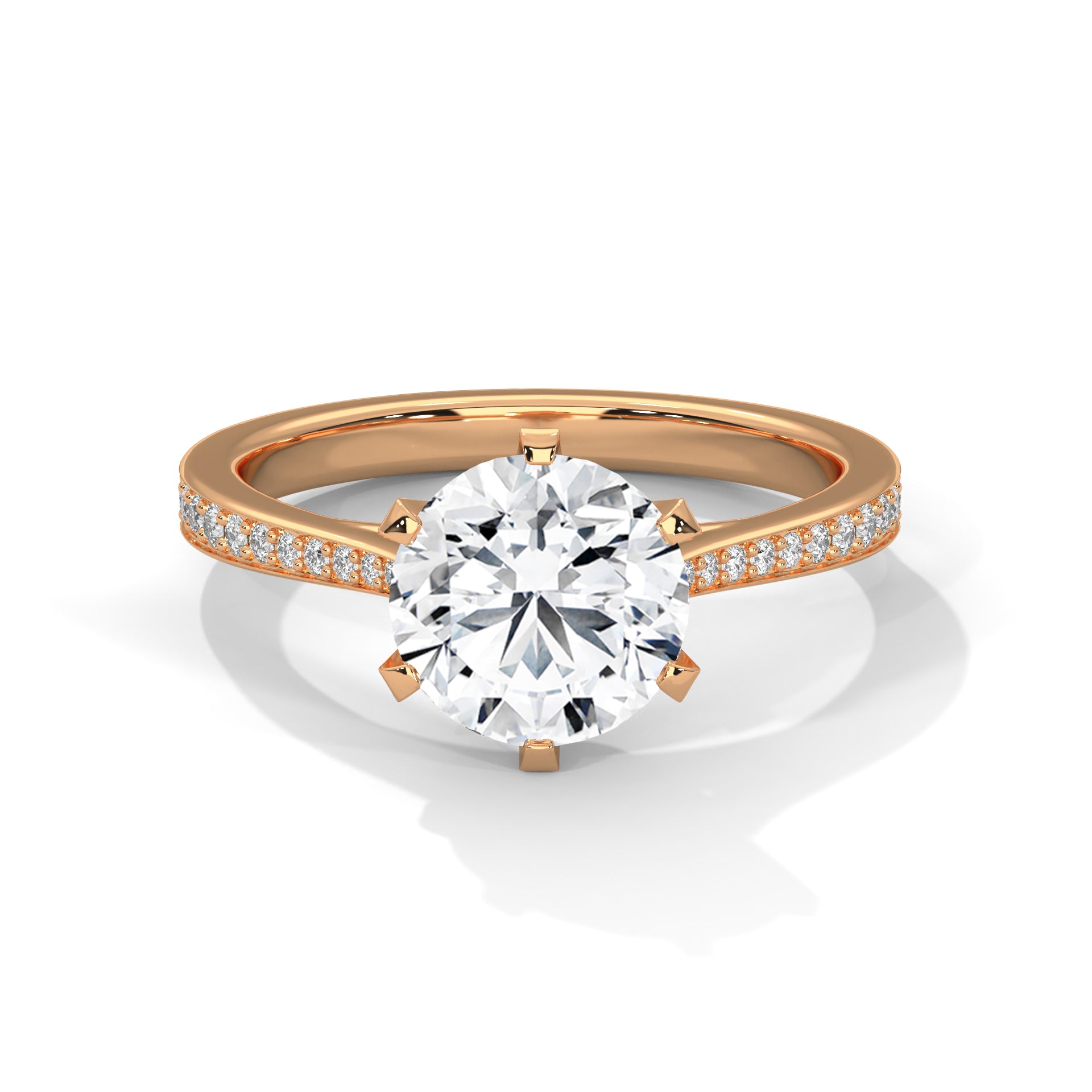 Brilliance 2.22 CTW Round-Cut Diamond Engagement Gold RIng