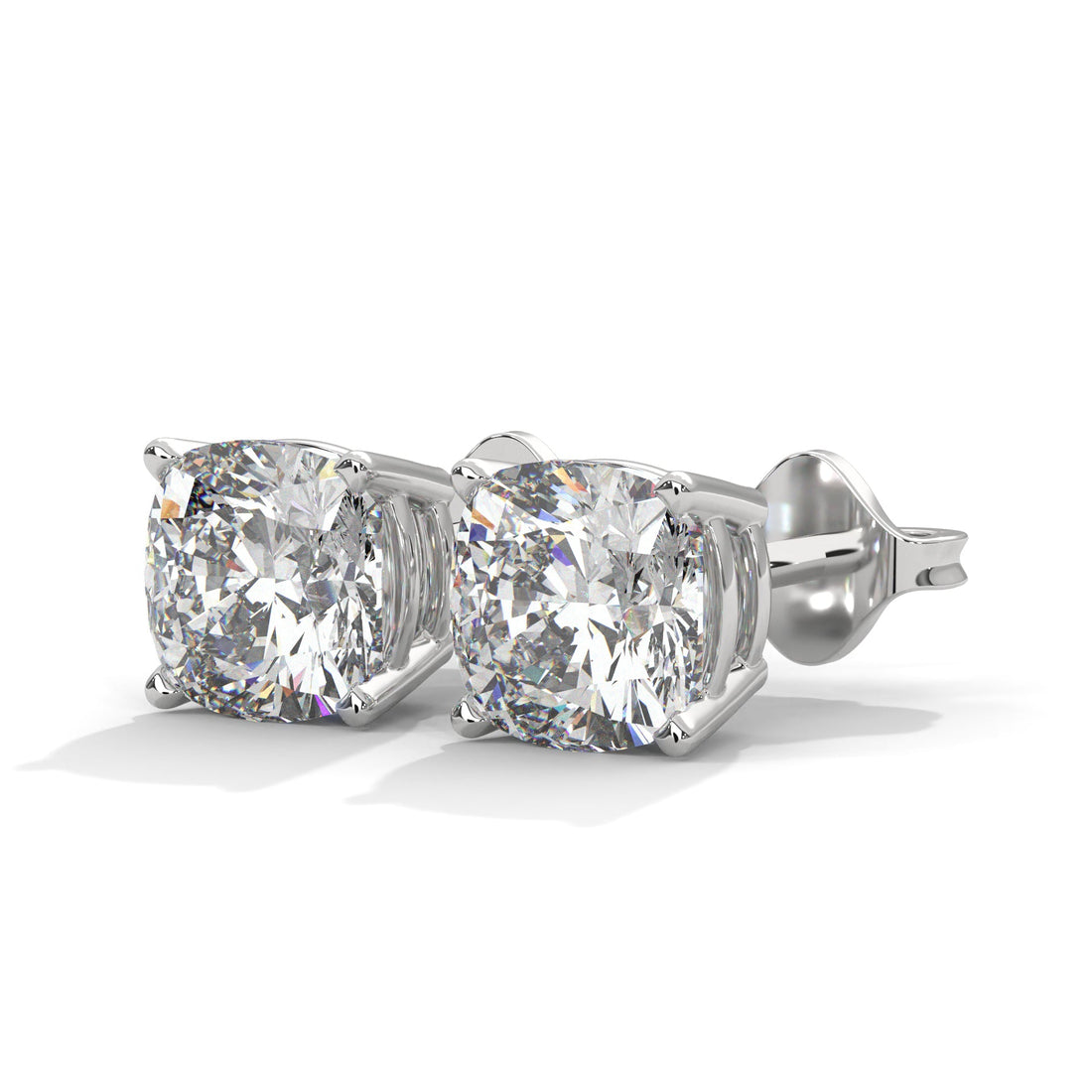 Brilliant Cushion-Cut Diamond Stud Earrings in 14K Gold | 2-6 CTW