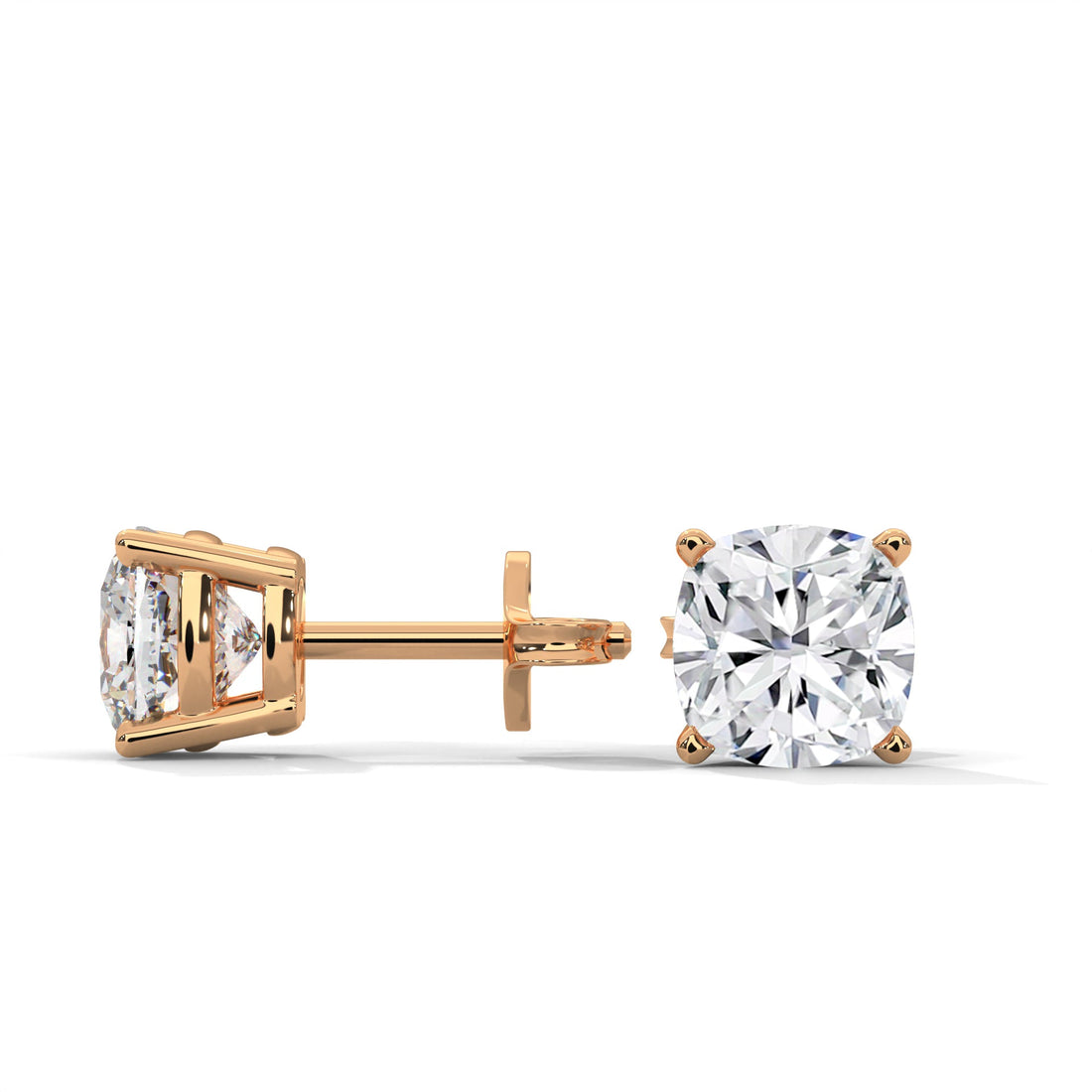 Brilliant Cushion-Cut Diamond Stud Earrings in 14K Gold | 2-6 CTW