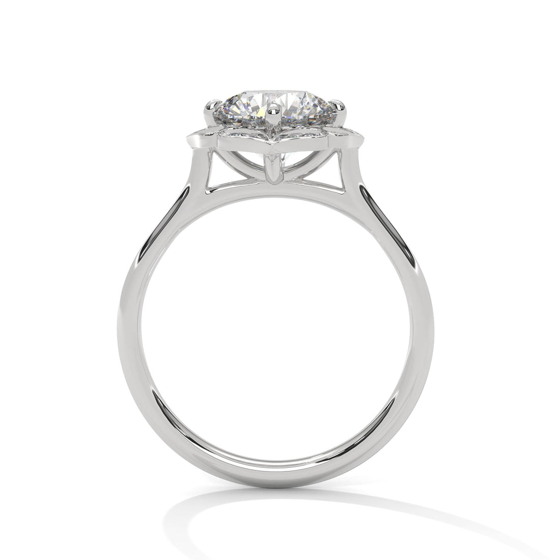 Regal Bloom 2.12 CTW Round-Cut Diamond Floral Halo Ring | E-VS1