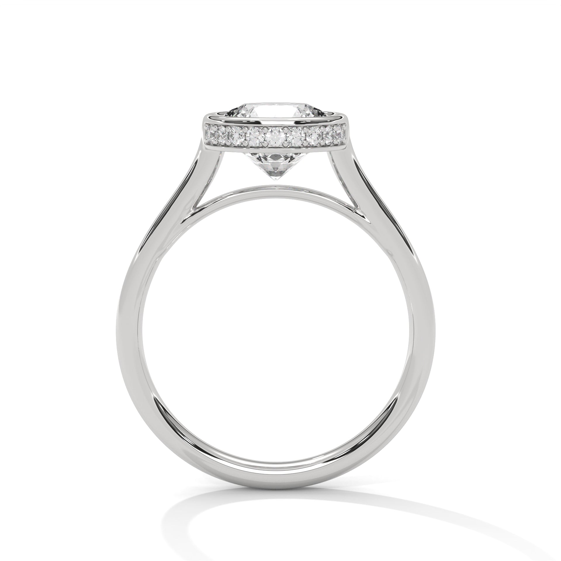 Modern Halo 1.5 CT Round-Cut Lab Grown Diamond Bezel Ring | 1.64 CTW