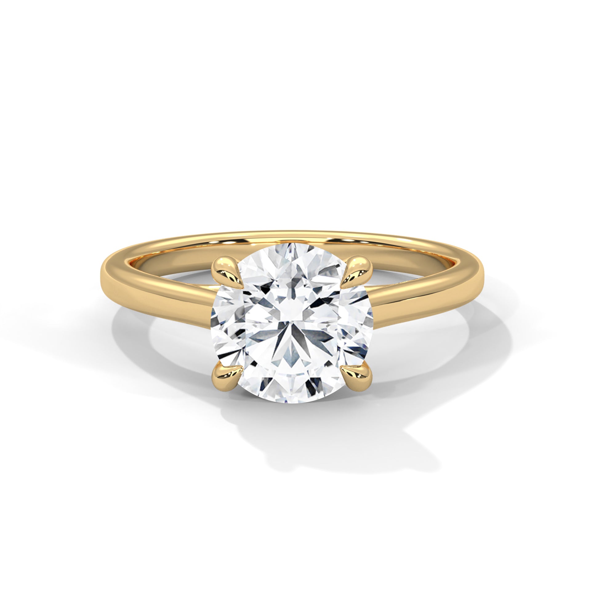 Solitaire Round Brilliant-Cut Engagement Ring with 2ct Lab-Grown Diamond (F VS1)
