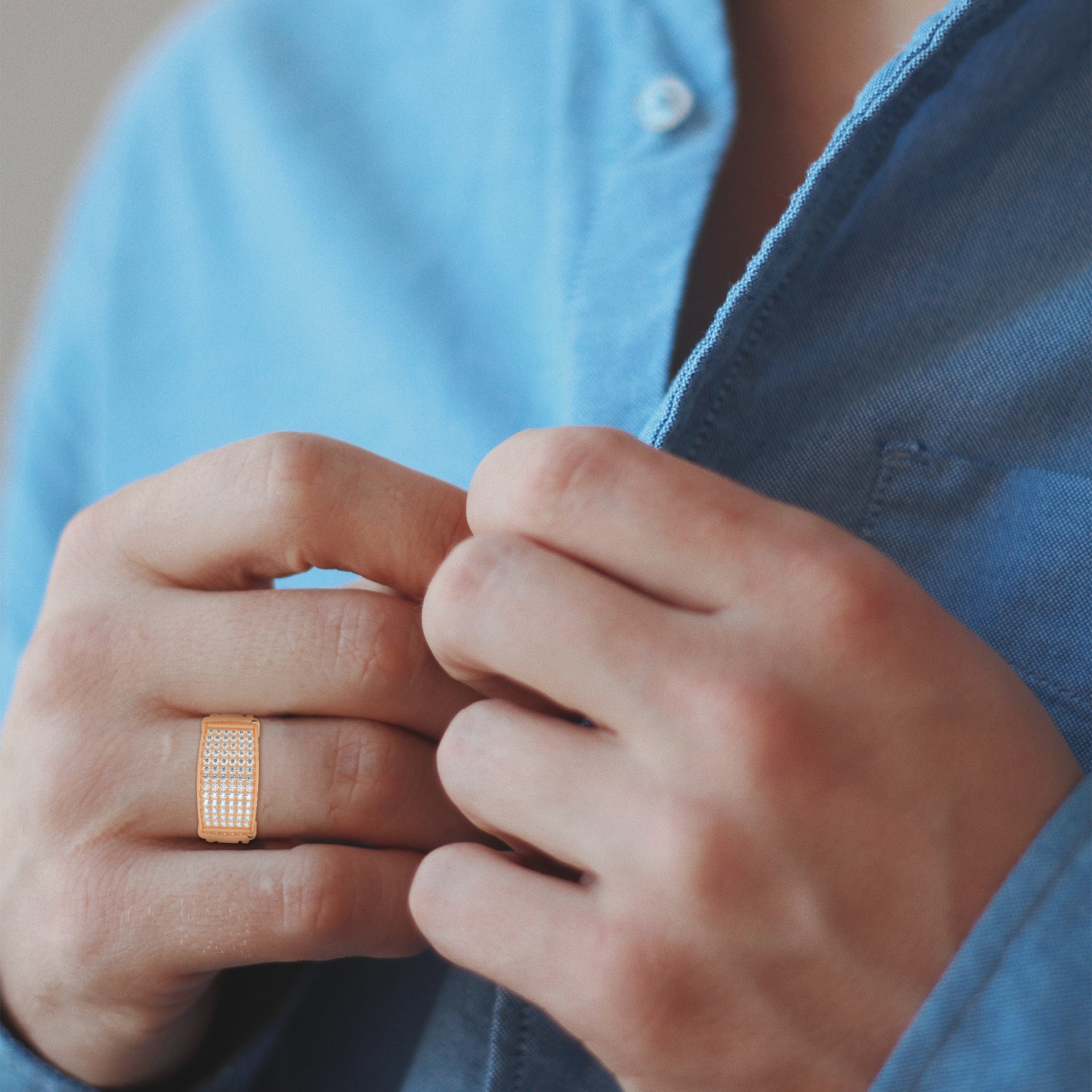 Dominion 0.84 CTW Round Lab-Grown Diamond Rectangular Men's Ring
