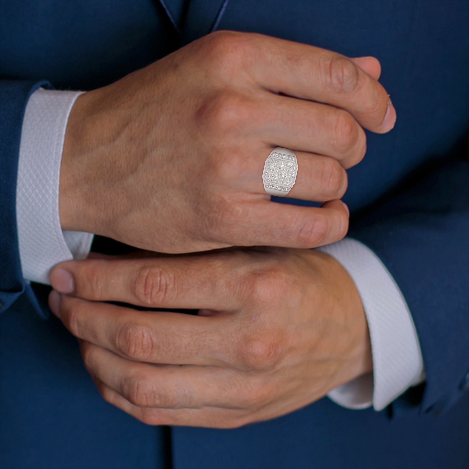 Prestige 0.73 CTW Round Lab-Grown Diamond Octagon Men's Ring