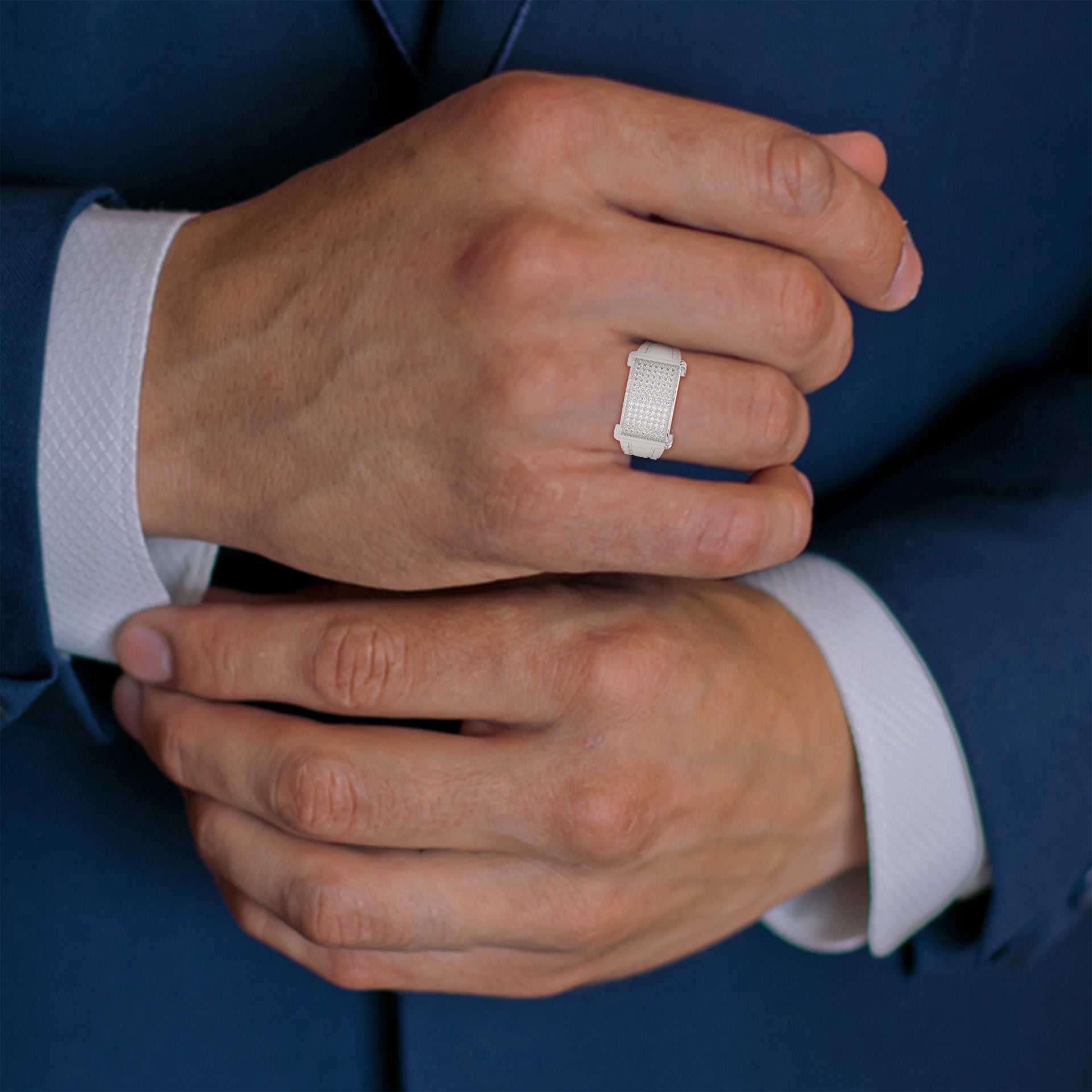 Dominus 0.46 CTW Round Lab-Grown Diamond Rectangular Men's Ring