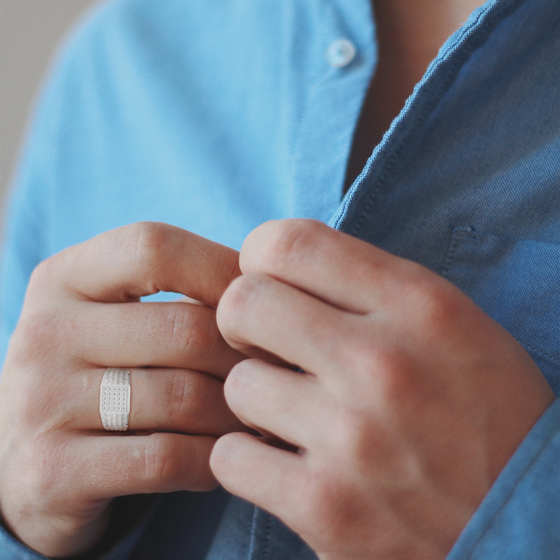 Titan 0.35 CTW Round Lab-Grown Diamond Grid Men's Ring