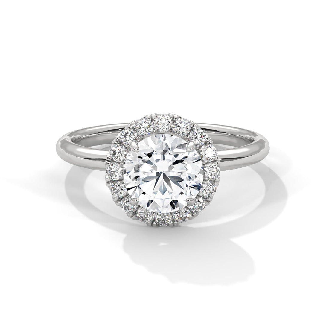 Round Halo White Gold ring